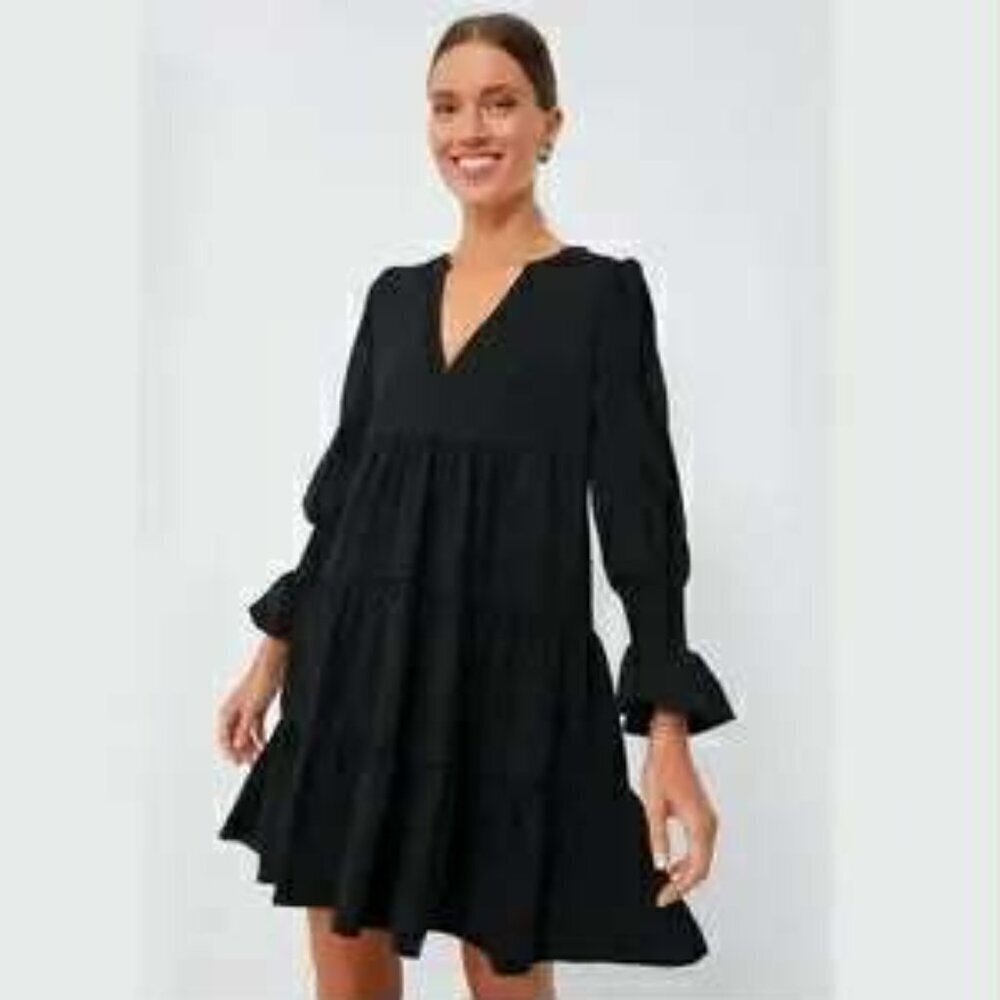 Tuckernuck Pomander Place Size Medium Black Dress Long Sleeve Crepe Kenzo